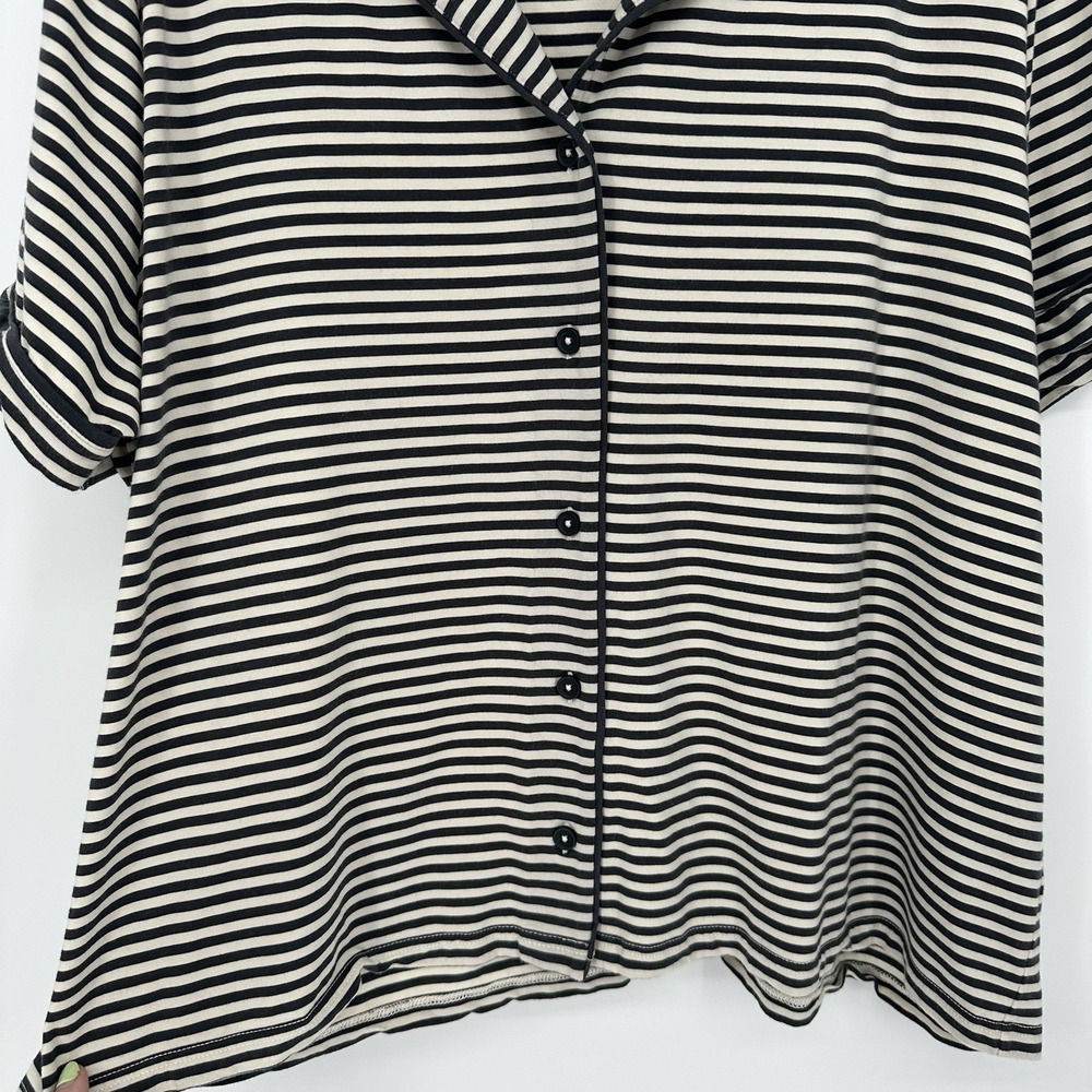 Hanna Andersson Women's Black and Cream Striped Short Sleeve Pajama Shirt In XXL - Picture 7 of 8
